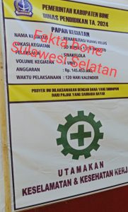 Berdasarkan pantauan Tim investigasi LSP3M GEMPAR ( M RAPI ) dilokasi Sekolah SD inpres 12/79 Labotto Desa cakkeware kecamatan Cenrana Kabupaten Bone.